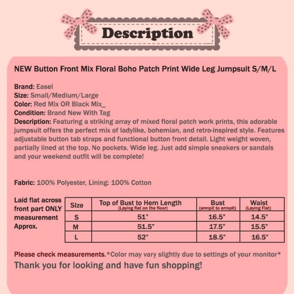 NEW Mix Floral Patch Print Button Front Jumpsuits - Picture 10 of 10